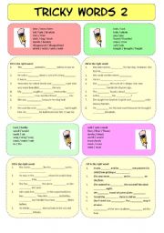 English Worksheet: Tricky Words 2