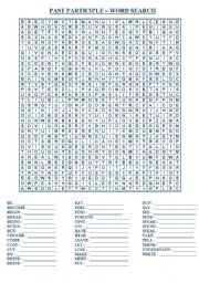 English Worksheet: past participle - word search
