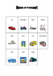 English Worksheet: Means of transport