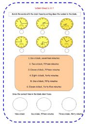 English Worksheet: What time is it?