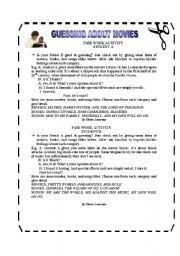 English Worksheet: speaking activity about movies
