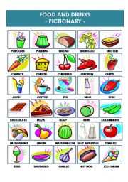 English Worksheet: FOOD AND DRINKS PICTIONARY