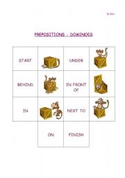 English Worksheet: Prepositions Dominoes