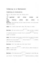 English Worksheet: Ordering at a restaurant