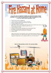 English Worksheet: Fire hazard at home