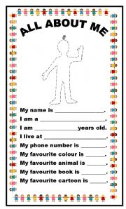 English Worksheet: ALL ABOUT ME (beginner)