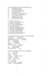 English worksheet: verb to be