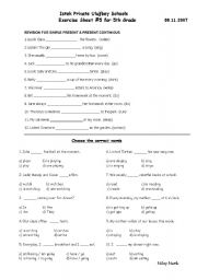 English Worksheet: s.present and continous