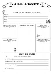 English Worksheet: All About Me