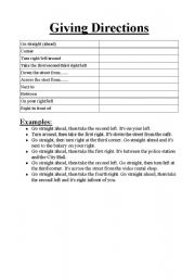 English Worksheet: Giving directions in English