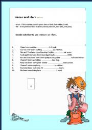 English worksheet: since for