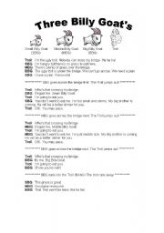 English Worksheet: Three Billy Goats Drama