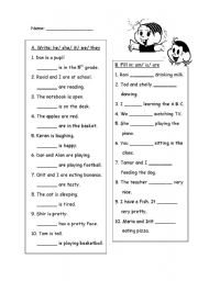 English Worksheet: pronouns+ to be