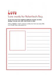 English Worksheet: Valentines love cards