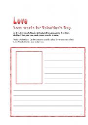 English worksheet: Valentines love cards