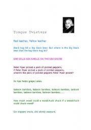 English Worksheet: Tongue twisters