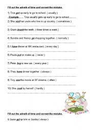 English Worksheet: Adverb of time