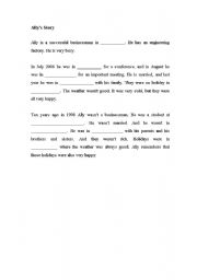 English worksheet: Allys Story