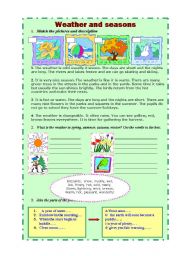 English Worksheet: Weather and seasons! ( 2 pages)