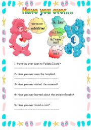 English worksheet: Have you ever..........