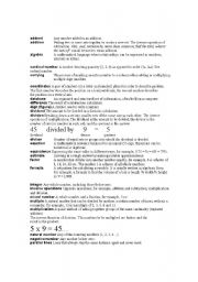 English Worksheet: MATHS GLOSSARY