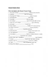 English Worksheet: present tense