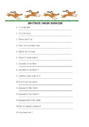 Word order/ sentence order exercise