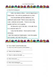 English Worksheet: House (rooms,  likes and dislikes)