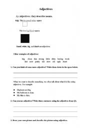 English worksheet: adjectives and comparatives