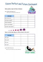 English Worksheet: Future Continuous and Perfect