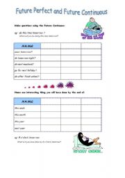 English worksheet: Future Continuous and Perfect