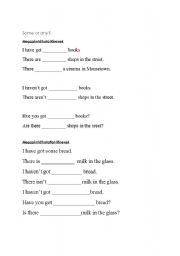 English worksheet: Some or any