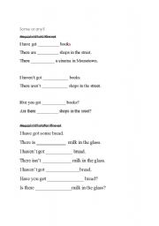English Worksheet: Some or any