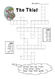 English worksheet: Crossword puzzle: The Thief