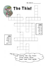 English Worksheet: Crossword puzzle: The Thief