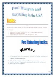 English worksheet: Paul Bunyan & storytelling in the USA (PROJECT: 10 pages)