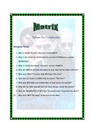 English worksheet: Matrix: discussion points