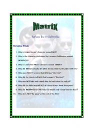 English Worksheet: Matrix: discussion points