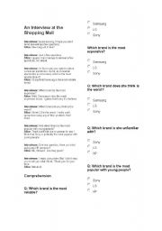 English Worksheet: Interview at the shopping mall