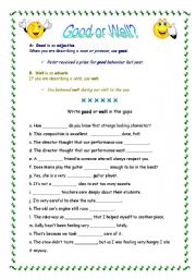 English Worksheet: Good or well?