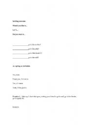 English Worksheet: inviting someone, accepting an invitation, declining, asking for permission