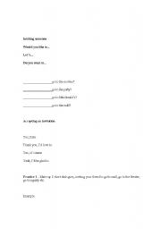 English worksheet: inviting someone, accepting an invitation, declining, asking for permission