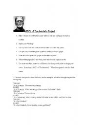 English worksheet: Frankenstein Student Project 