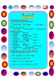 English worksheet: An excellent series of miscellaneous exercises( Exercise3)