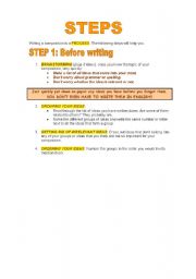 English Worksheet: WRITING GUIDE: STEPS FOR WRITING (Part 1 of 4)