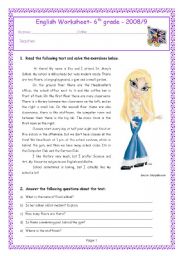 English Worksheet: My School - reading and solving exercises