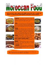 English Worksheet: moroccan food