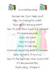 English Worksheet: In a clothes shop