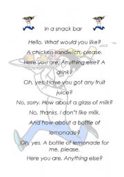 English Worksheet: In a snack bar