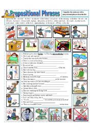 English Worksheet: Prepositional Phrases (part 2)